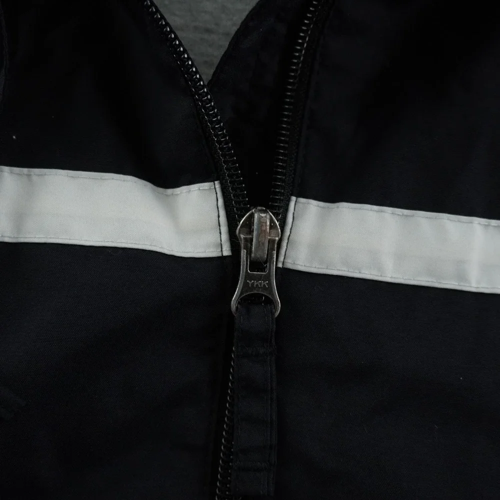 Vintage Nike Windbreaker Jacket Mens M Black White Stripe Full Zip Hooded